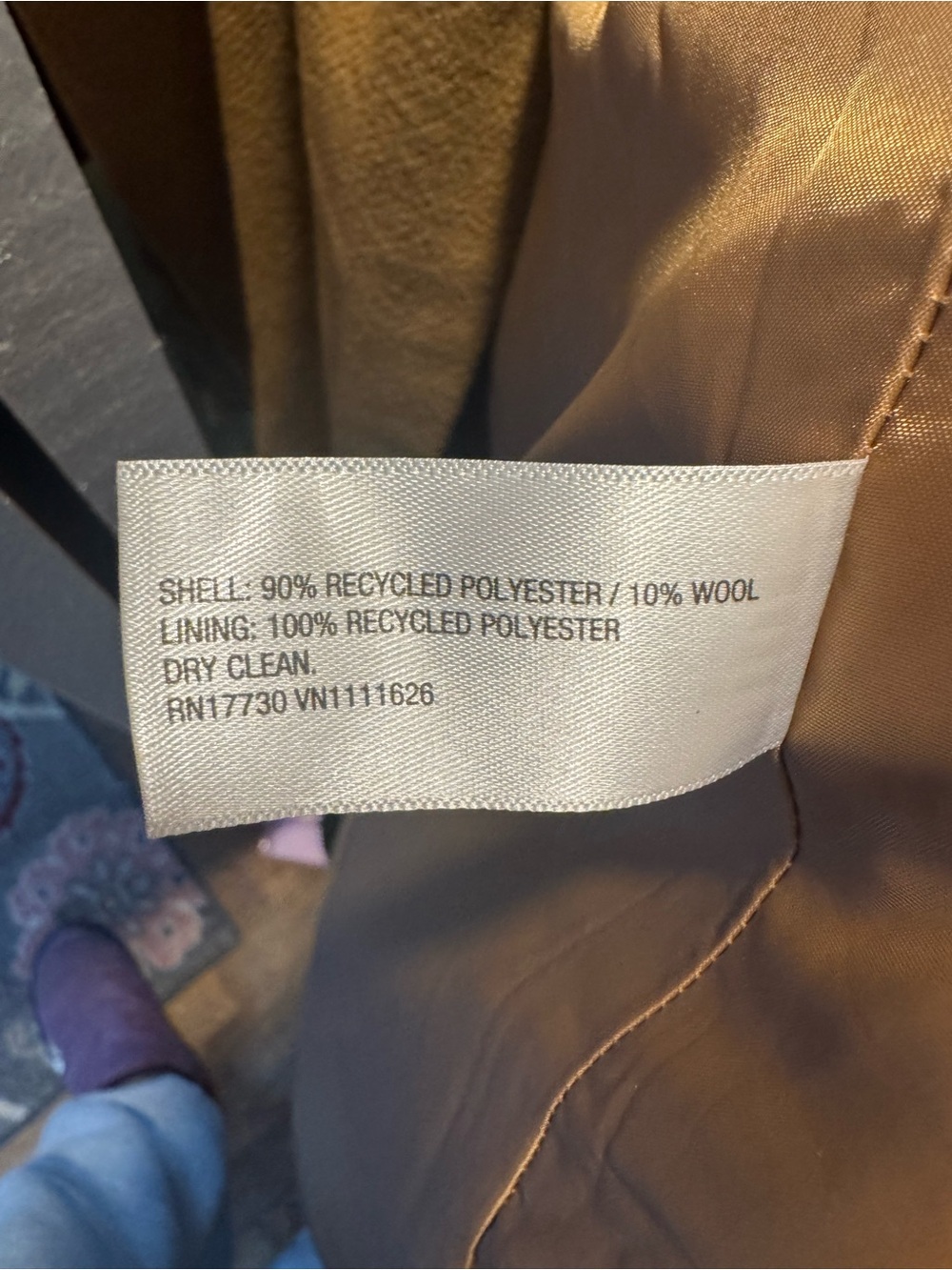 A New Day Camel Double Breasted Tie Waist Coat Size Medium - Picture 6 of 6